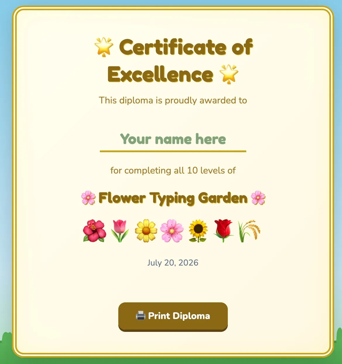 Flower game diploma